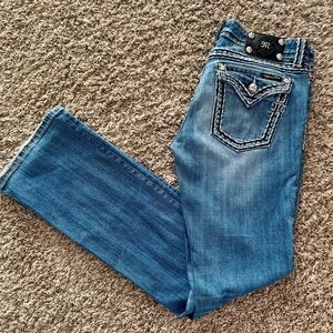 Miss Me Blue Boot Cut Jeans with Embellished Pockets